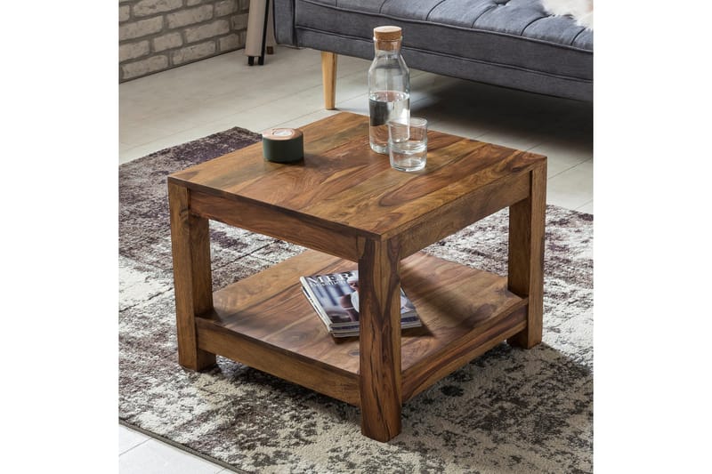 Sarahrose Sofabord 60 cm med Opbevaring Hylde - Massivt Træ - Møbler - Borde - Sofabord