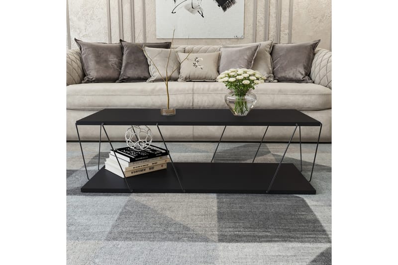 Sarnate Sofabord 120 cm med Opbevaringshylde - Antracit/Sort - Møbler - Borde - Sofabord