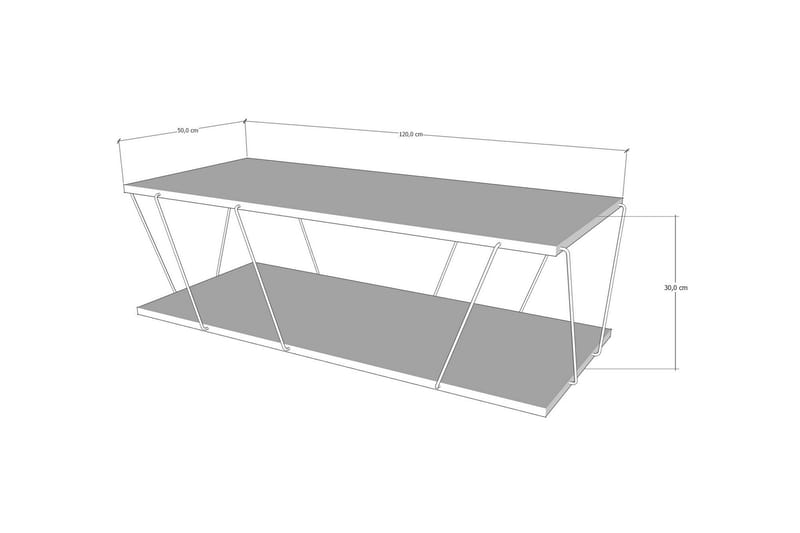 Sarnate Sofabord 120 cm med Opbevaringshylde - Antracit/Sort - Møbler - Borde - Sofabord