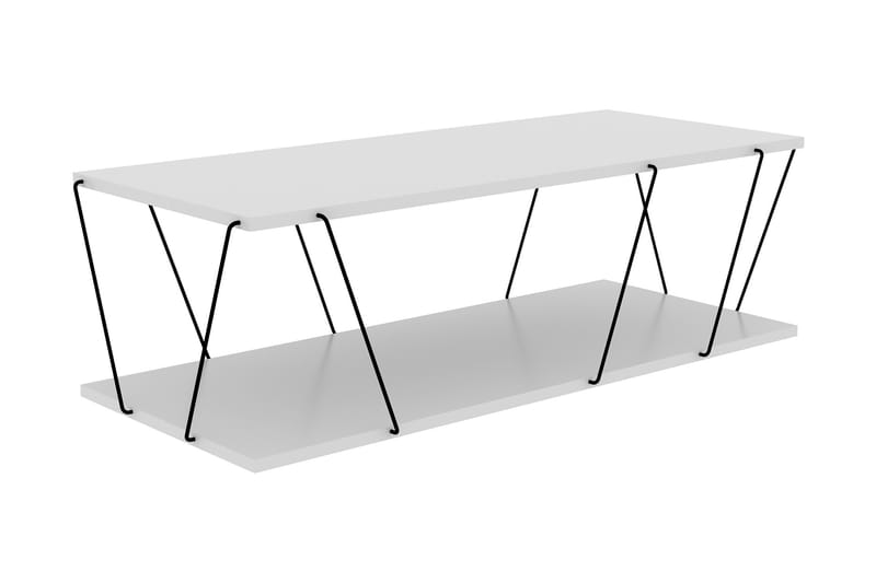 Sarnate Sofabord 120 cm med Opbevaringshylde - Hvid/Sort - Møbler - Borde - Sofabord