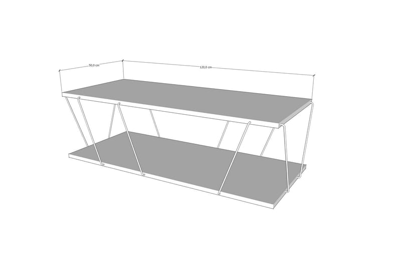 Sarnate Sofabord 120 cm med Opbevaringshylde - Hvid/Sort - Sofabord