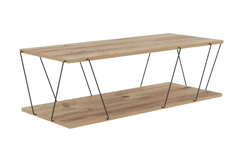 Sarnate Sofabord 120 cm med Opbevaringshylde, Natur/Sort