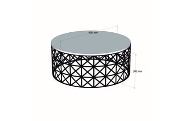 Schammel Sofabord 90 cm Rundt Marmormønster - Hvid/Sort - Møbler - Borde - Sofabord