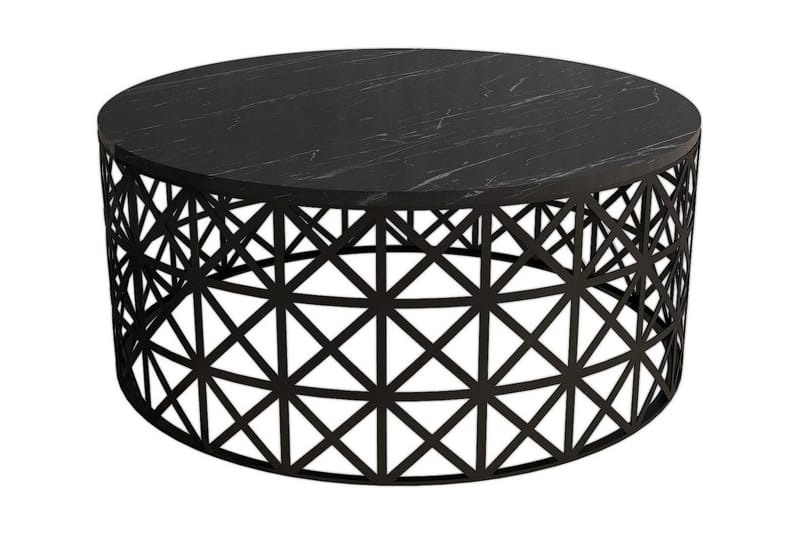 Schammel Sofabord 90 cm Rundt Marmormønster - Sort - Møbler - Borde - Sofabord
