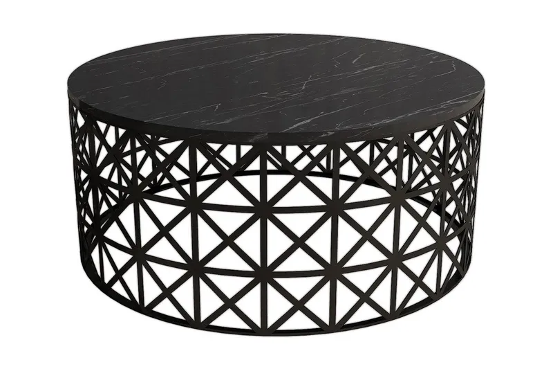 Schammel Sofabord 90 cm Rundt Marmormønster, Sort