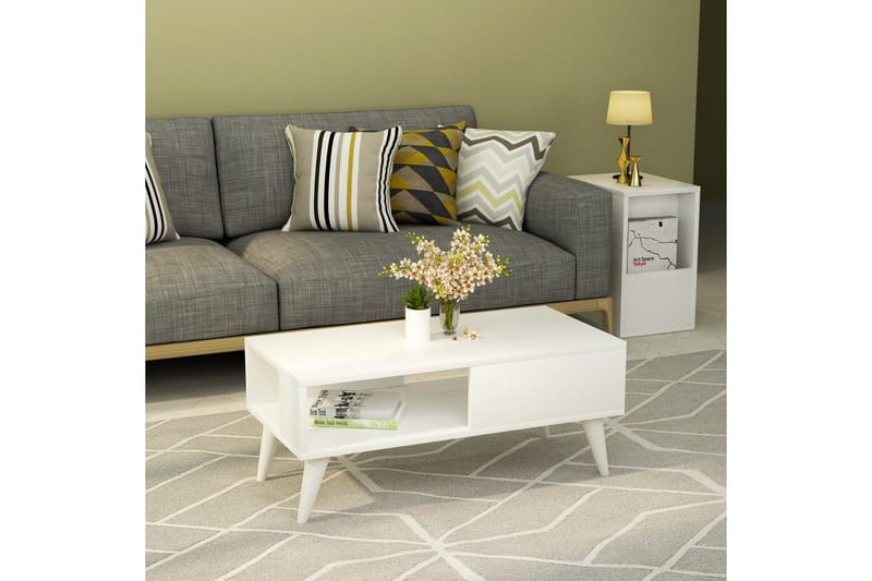 Sebseda Sofabord 90x40x90 cm - Hvid - Møbler - Borde - Sofabord