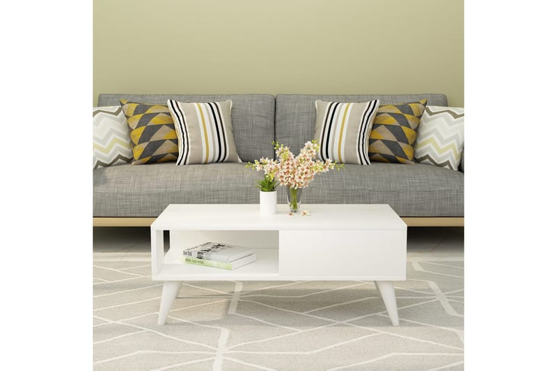 Sebseda Sofabord 90x40x90 cm - Hvid - Møbler - Borde - Sofabord