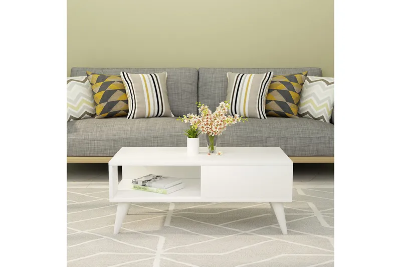 Sebseda Sofabord 90x40x90 cm - Hvid - Møbler - Borde - Sofabord