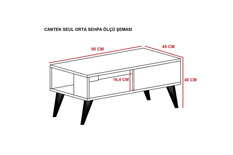 Sebseda Sofabord 90x40x90 cm - Hvid - Møbler - Borde - Sofabord