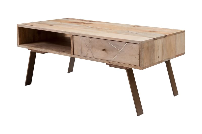 Sekuterski Sofabord 95 cm med Opbevaring Skuffe + Hylde - Massivt Træ - Semmenfoldeligt bord - Spejlbord - Sofabord - Sofabord med opbevaring - sofabord med hjul - Hæve s�ænke sofabord