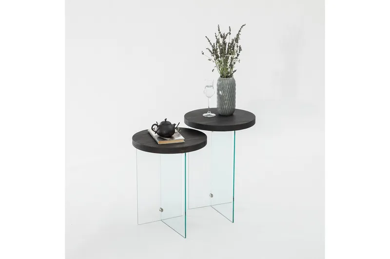 Serenity 35 cm Rundt Sofabord i Mørkt Træ, Mørkebrun