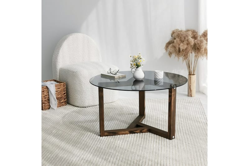 Sibas Sofabord 75 cm Rundt - Røget / Teaktræ - Møbler - Borde - Sofabord