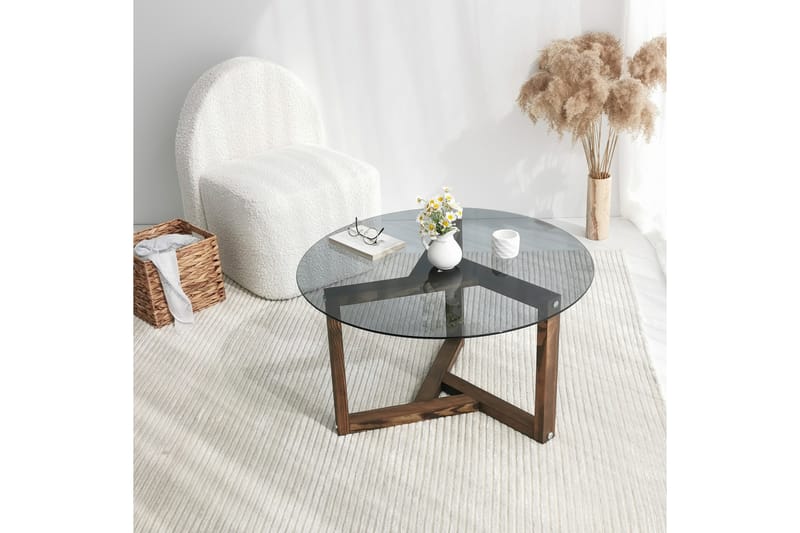 Sibas Sofabord 75 cm Rundt - Røget / Teaktræ - Møbler - Borde - Sofabord