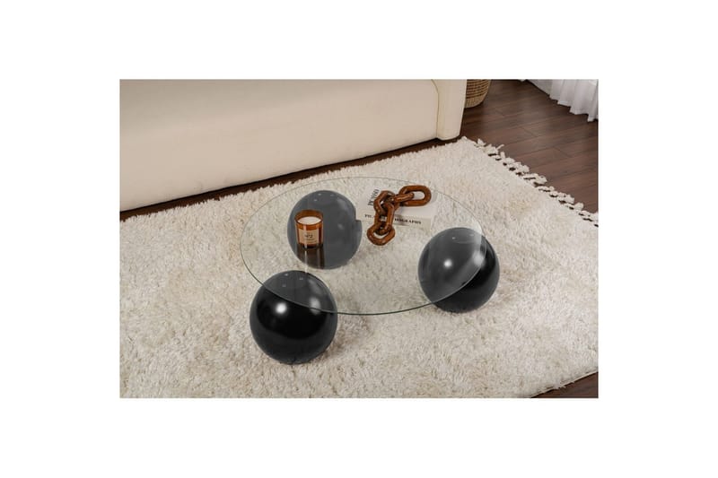 Sofabord Sibas Sort / Transparent - Sort/Sølv - Møbler - Borde - Sofabord