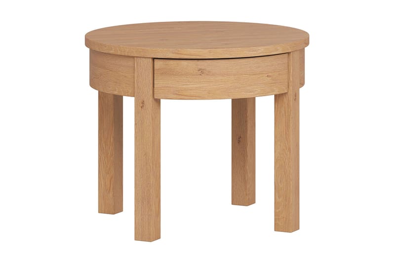 Simple Sofabord 54 cm Rundt med Opbevaring Hylde Natur - VOX - Møbler - Borde - Sofabord