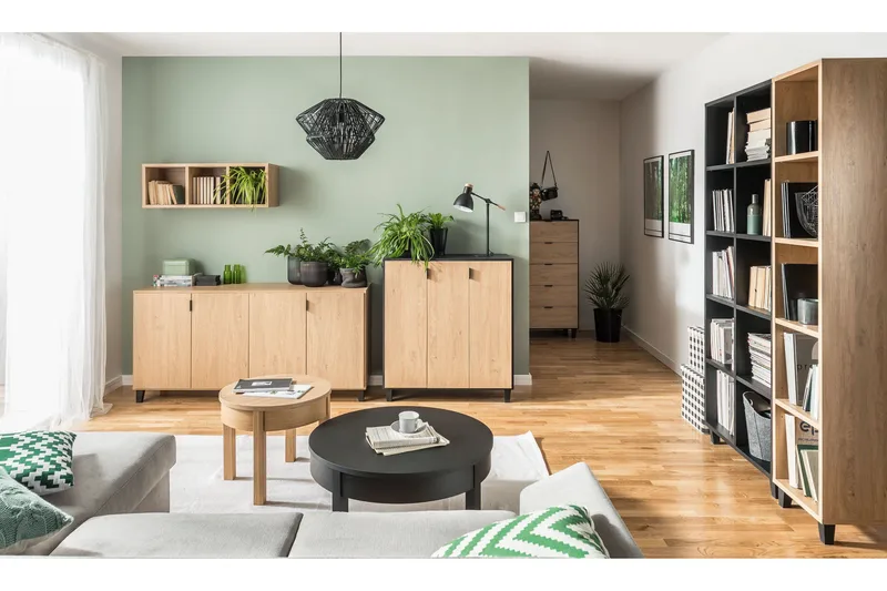 Simple Sofabord 54 cm Rundt med Opbevaring Hylde Natur - VOX - Møbler - Borde - Sofabord