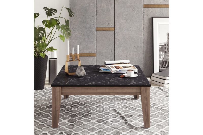 Sincerely Sofabord 85 cm Marmormønster - Sort/Valnøddebrun - Møbler - Borde - Sofabord