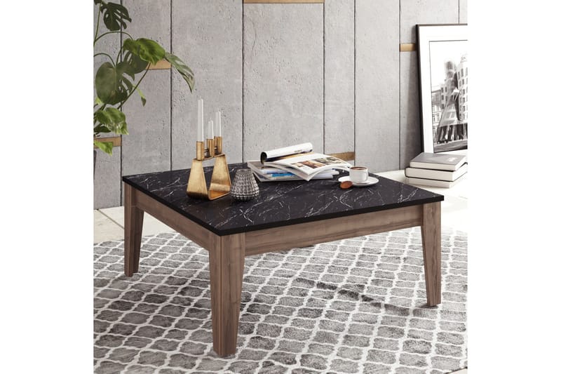 Sincerely Sofabord 85 cm Marmormønster - Sort/Valnøddebrun - Møbler - Borde - Sofabord