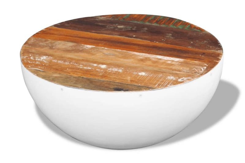 Skålformet Sofabord I Massivt Genbrugstræ 60X60X30 Cm - Hvid - Møbler - Borde - Sofabord