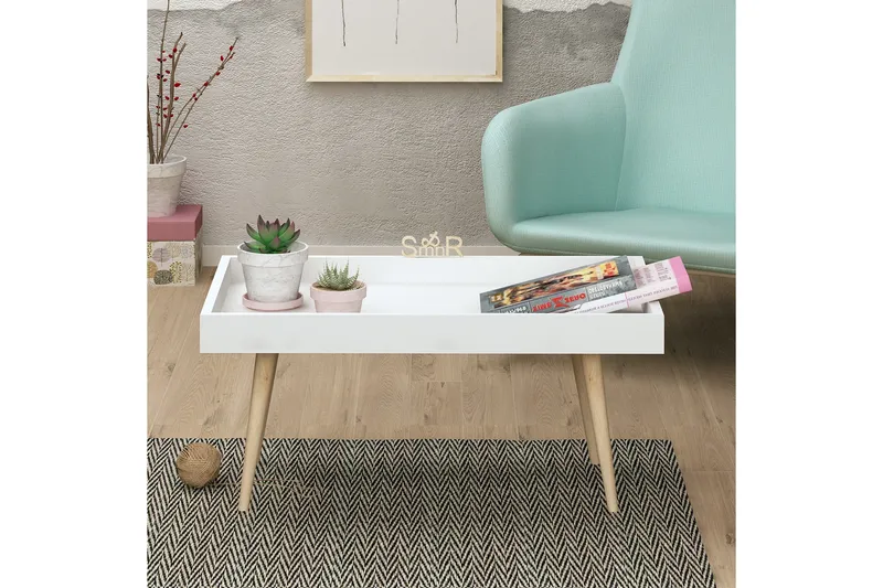 Skaberg Sofabord 80 cm - Hvid/Natur - Møbler - Borde - Sofabord