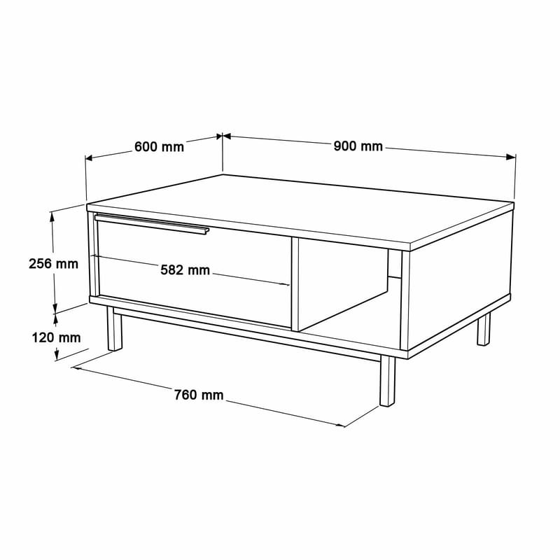 Sofabord Skye Decor Cleo Shelf (90 x 37,6 x 60 cm) Naturhvid - Natur og hvid - Møbler - Borde - Sofabord