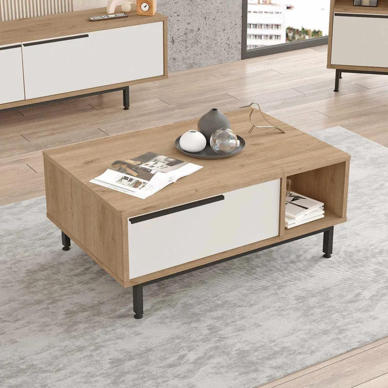 Sofabord Skye Decor Cleo Shelf (90 x 37,6 x 60 cm) Naturhvid - Natur og hvid - Møbler - Borde - Sofabord
