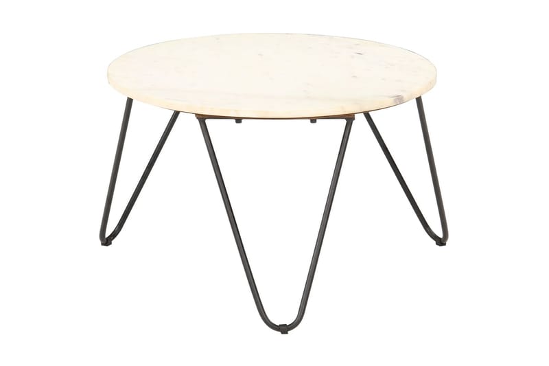 Sofabord Ægte Sten Med Marmortekstur 65x65x42 cm Hvid - Møbler - Borde - Sofabord