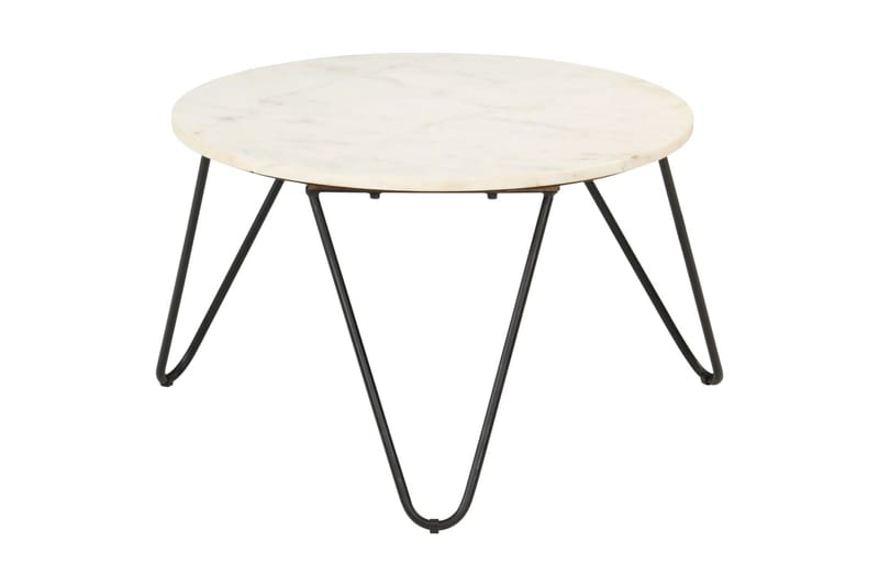 Sofabord Ægte Sten Med Marmortekstur 65x65x42 cm Hvid - Møbler - Borde - Sofabord