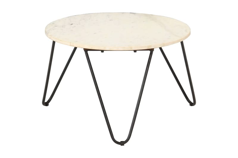 Sofabord Ægte Sten Med Marmortekstur 65x65x42 cm Hvid - Møbler - Borde - Sofabord