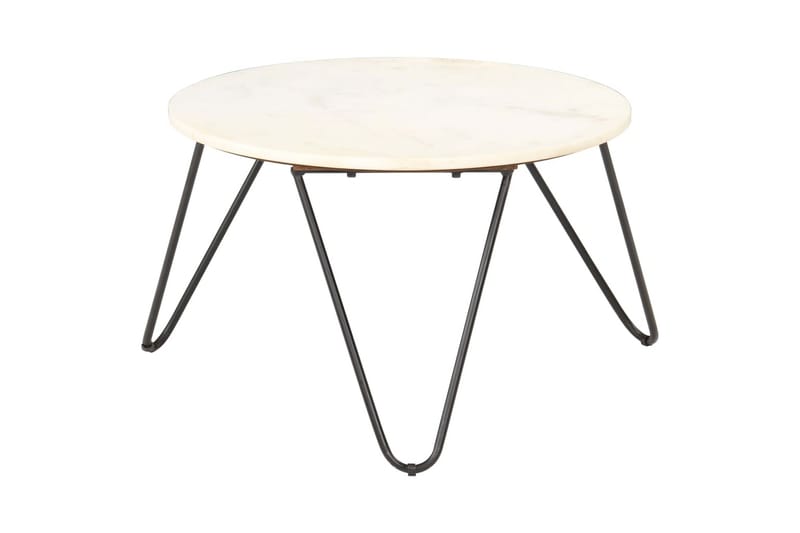 Sofabord Ægte Sten Med Marmortekstur 65x65x42 cm Hvid - Møbler - Borde - Sofabord