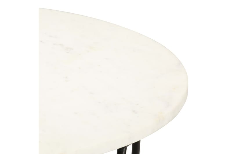 Sofabord Ægte Sten Med Marmortekstur 65x65x42 cm Hvid - Møbler - Borde - Sofabord
