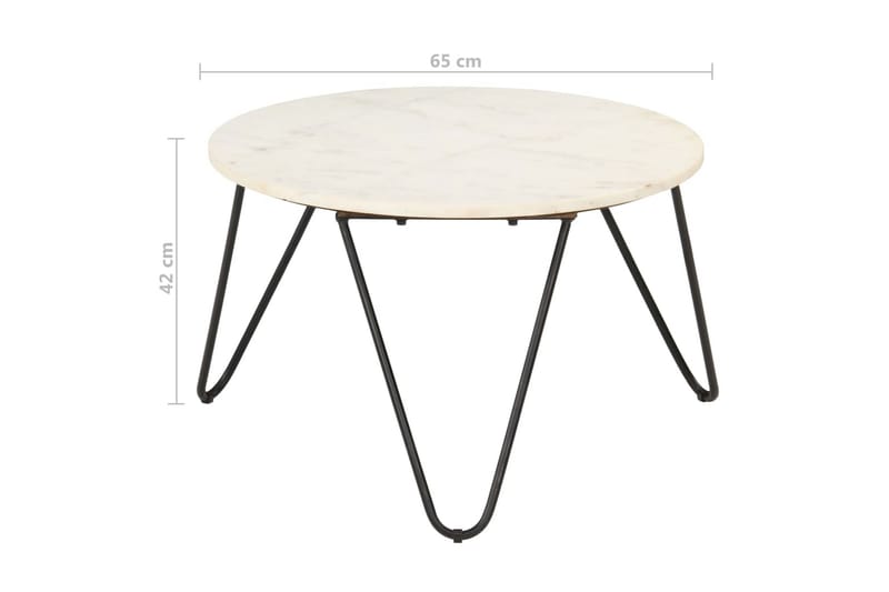 Sofabord Ægte Sten Med Marmortekstur 65x65x42 cm Hvid - Møbler - Borde - Sofabord
