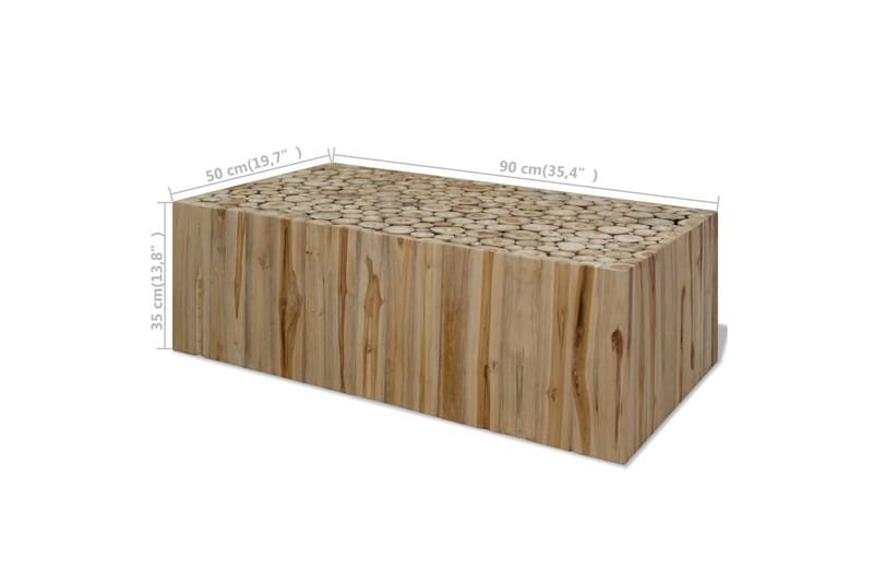 Sofabord Ægte Teaktræ 90 X 50 X 35 Cm - Brun - Møbler - Borde - Sofabord