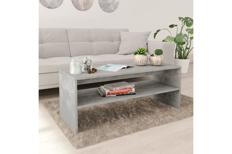 sofabord 100 x 40 x 40 cm spånplade betongrå - Sofabord