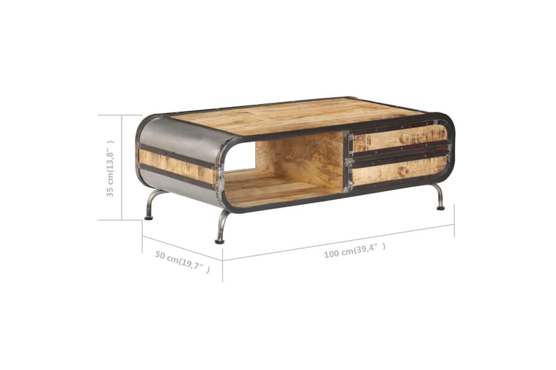 Sofabord 100 X 50 X 35 Cm Massivt Mangotræ - Brun - Møbler - Borde - Sofabord