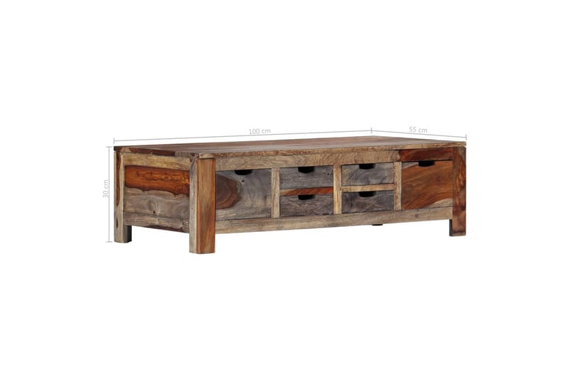Sofabord 100 X 55 X 30 Cm Massivt Sheeshamtræ Grå - Grå - Møbler - Borde - Sofabord