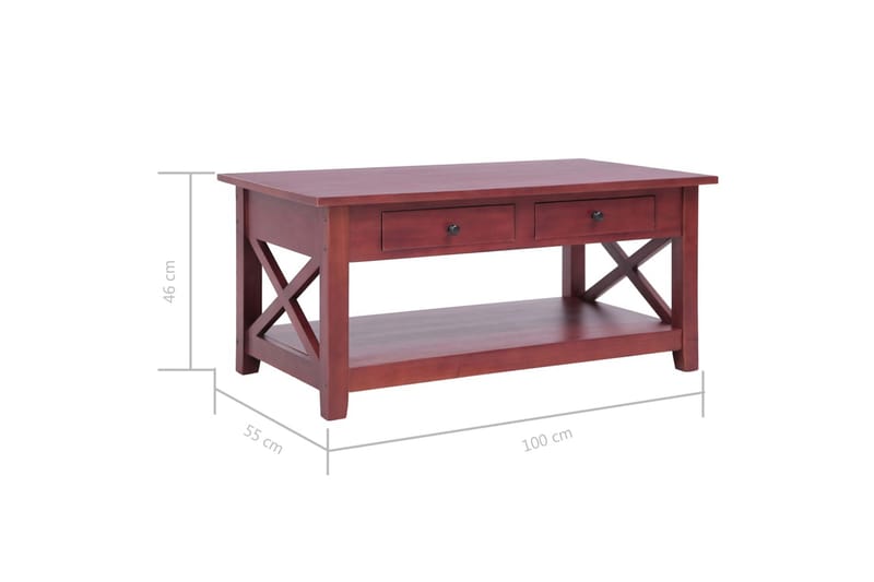Sofabord 100 X 55 X 46 Cm Massivt Mahognitræ Brun - Brun - Møbler - Borde - Sofabord