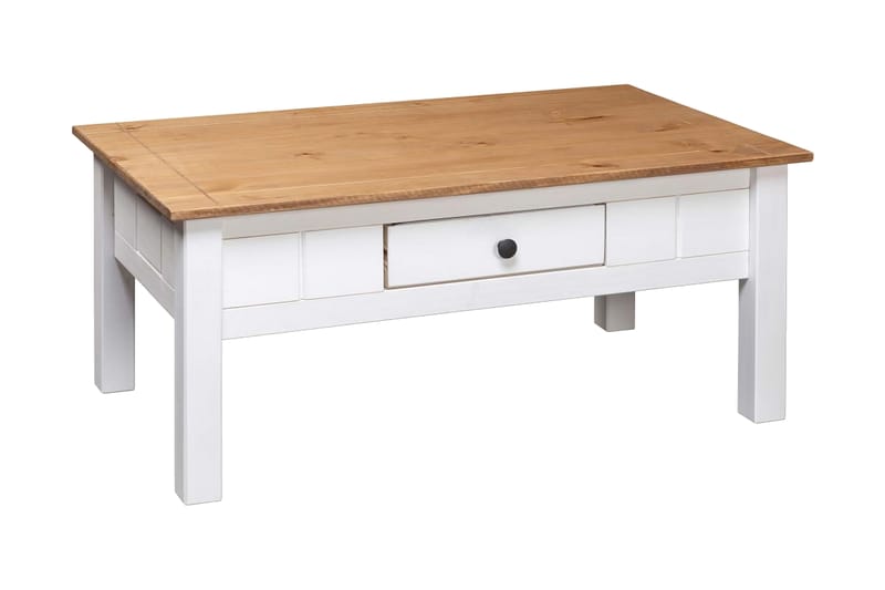 Sofabord 100 x 60 x 45 cm massivt fyrretræ Panama hvid - Hvid - Møbler - Borde - Sofabord