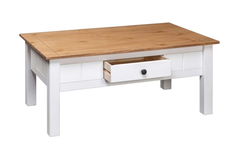Sofabord 100 x 60 x 45 cm massivt fyrretræ Panama hvid - Hvid - Møbler - Borde - Sofabord