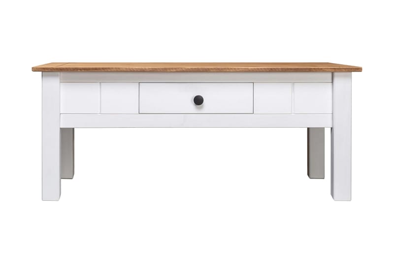 Sofabord 100 x 60 x 45 cm massivt fyrretræ Panama hvid - Hvid - Møbler - Borde - Sofabord