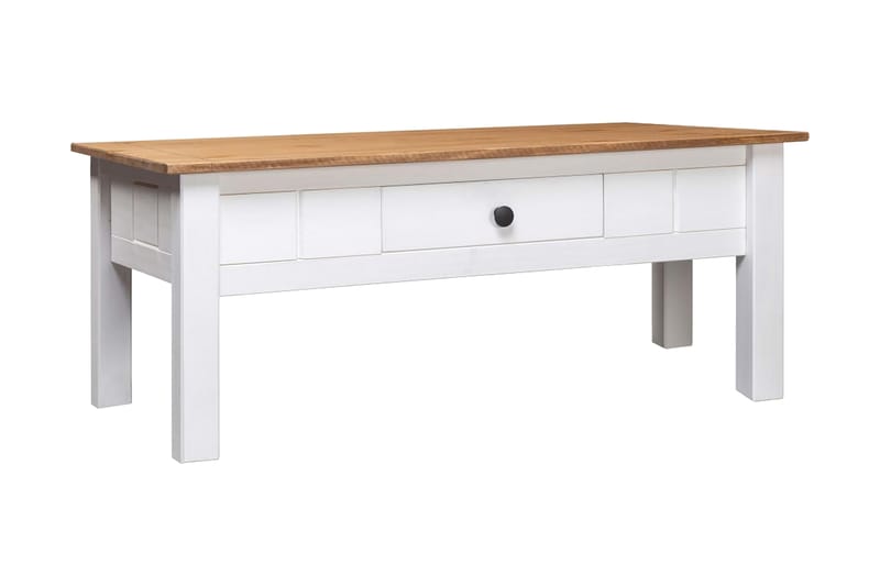 Sofabord 100 x 60 x 45 cm massivt fyrretræ Panama hvid - Hvid - Sofabord