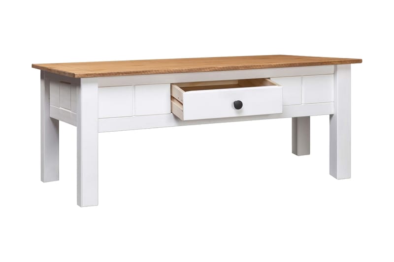 Sofabord 100 x 60 x 45 cm massivt fyrretræ Panama hvid - Hvid - Møbler - Borde - Sofabord