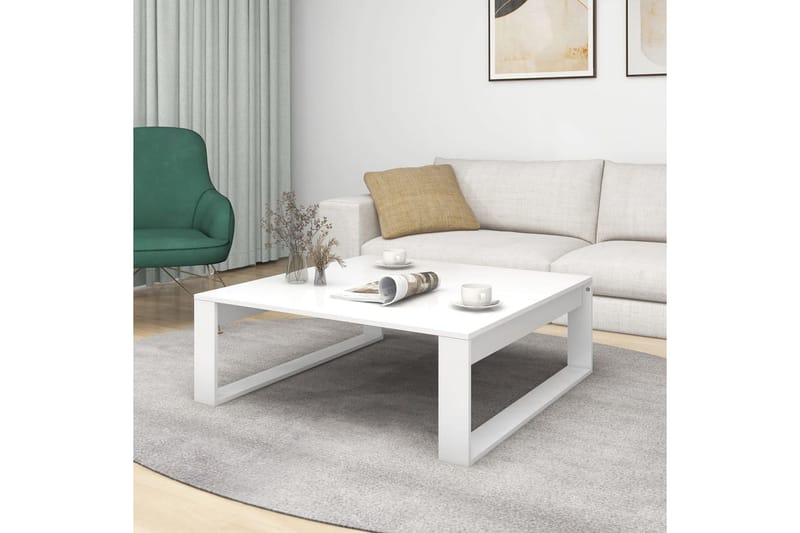 sofabord 100x100x35 cm spånplade hvid - Hvid - Sofabord