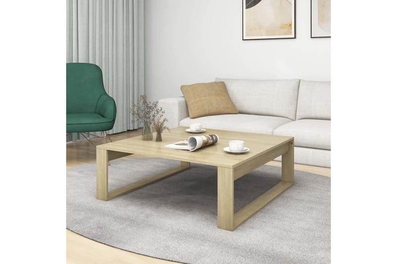 sofabord 100x100x35 cm spånplade sonoma-eg - Brun - Sofabord