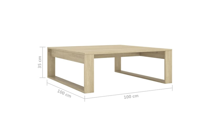 sofabord 100x100x35 cm spånplade sonoma-eg - Brun - Møbler - Borde - Sofabord