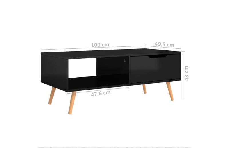 sofabord 100x49,5x43 cm spånplade sort højglans - Sort - Møbler - Borde - Sofabord