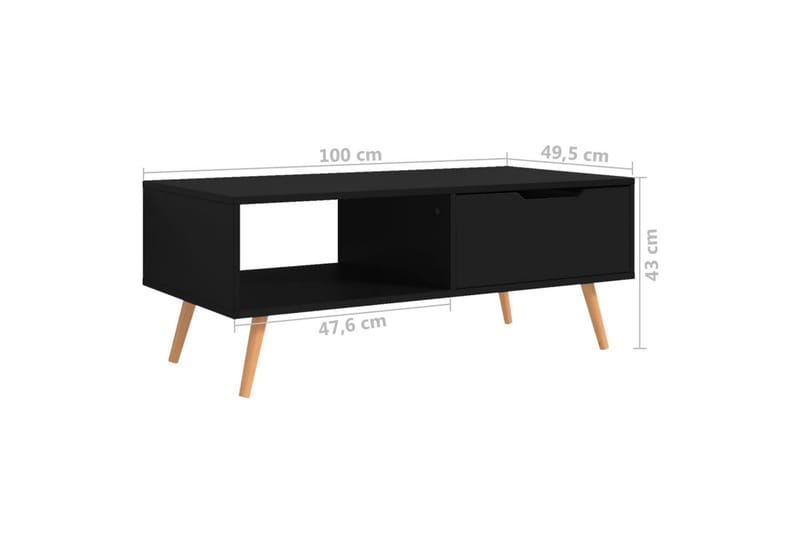 sofabord 100x49,5x43 cm spånplade sort - Sort - Møbler - Borde - Sofabord