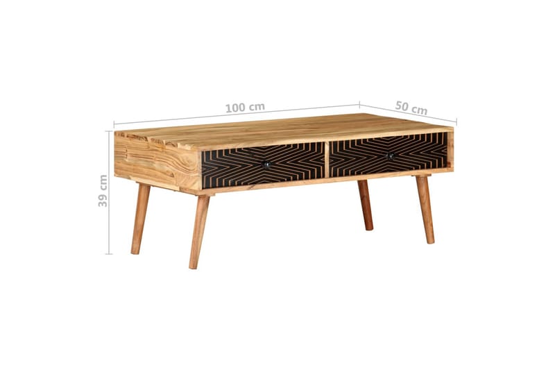 sofabord 100x50x39 cm massivt akacietræ - Brun - Sofabord