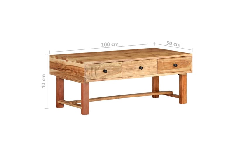 sofabord 100x50x40 cm massivt akacietræ - Sofabord