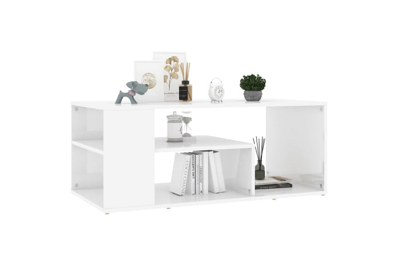 sofabord 100x50x40 cm spånplade hvid højglans - Hvid - Møbler - Borde - Sofabord
